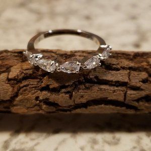 Pear Cubic Zirconia Sterling Silver Ring